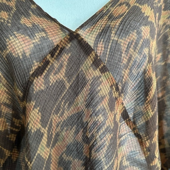 Lauren Ralph Lauren Sheer Lightweight Silk Blend V Neck Blouse Leopard Print 3X - Picture 2 of 6